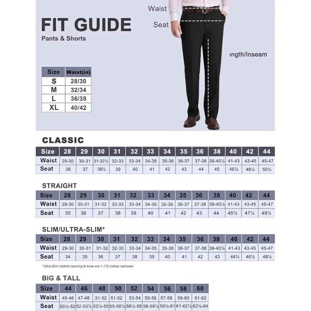 Men's Classic Fit Flat Front Dress Pants Expandable Waist Wrinkle Free Suit Pant